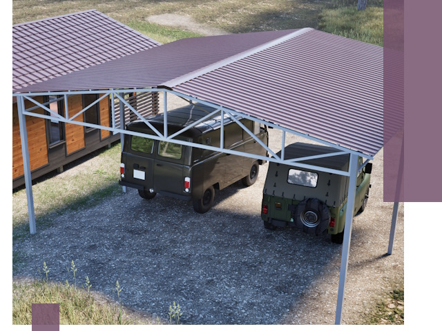 Двускатные навесы под ключ в Новороссийске — изготовление и монтаж